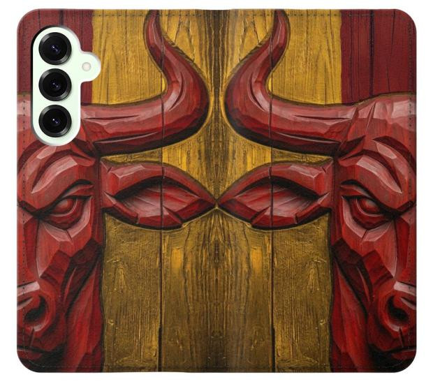 S4098 Span Bull Carved Artwork Case For Samsung Galaxy S25 Plus